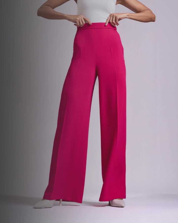 Monica Hot Pink High-waisted Flared Pants