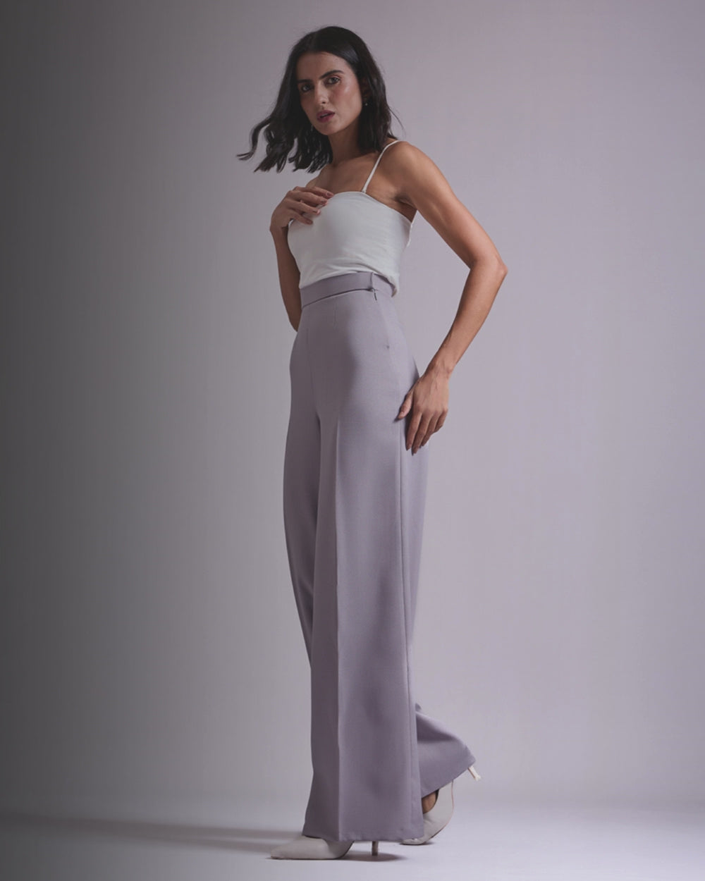 Monica Grey High-waisted Flared Pants