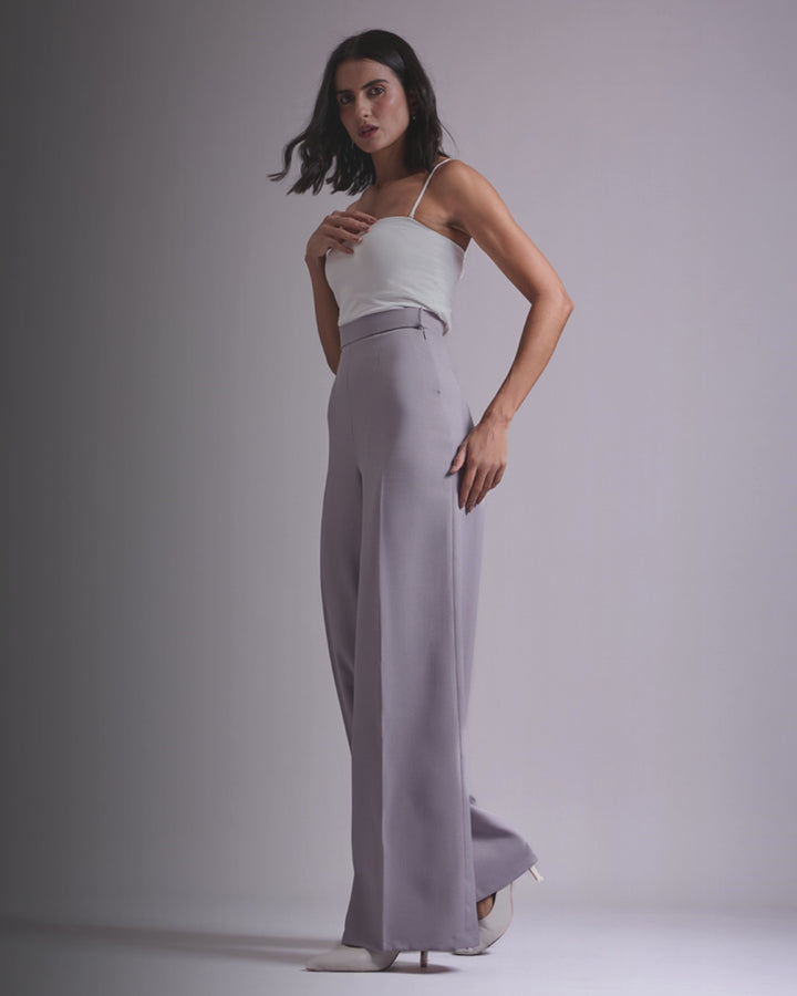 Monica Grey High-waisted Flared Pants