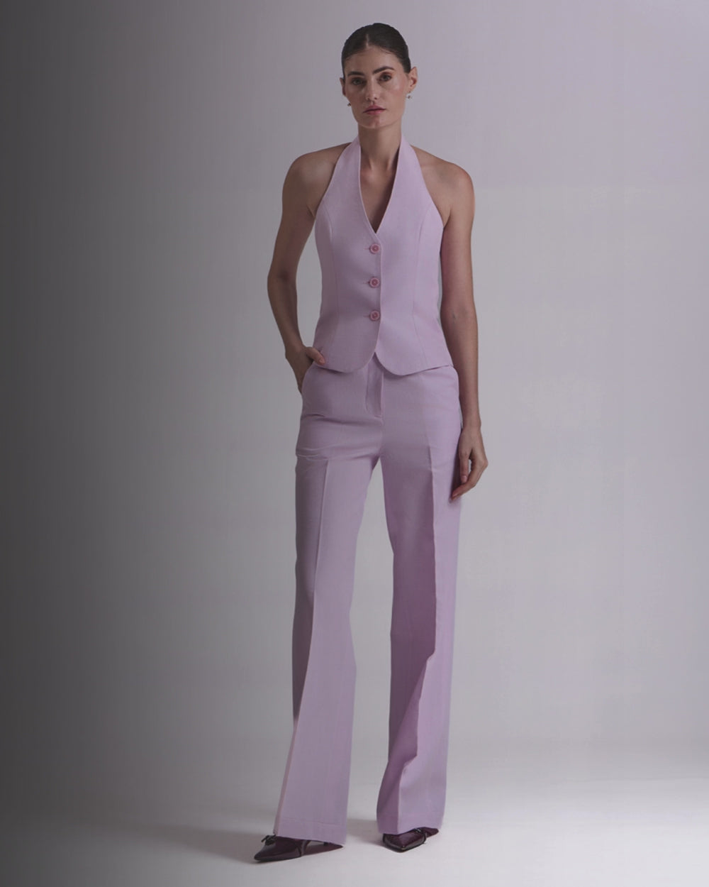 Lavender Waistcoat And Pant Set