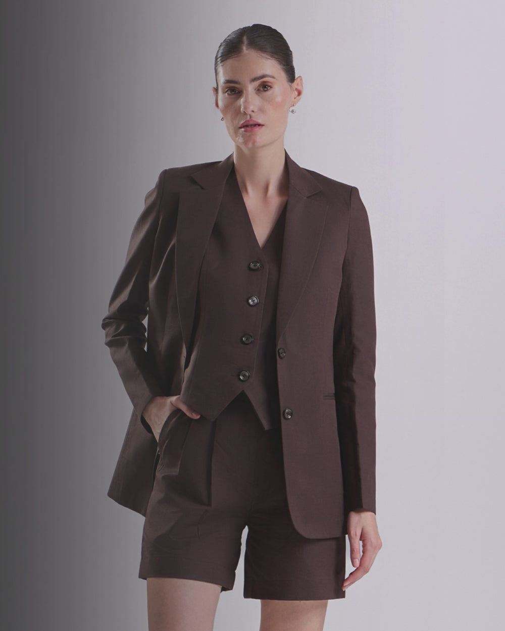 Dark Brown Single Breasted Blazer