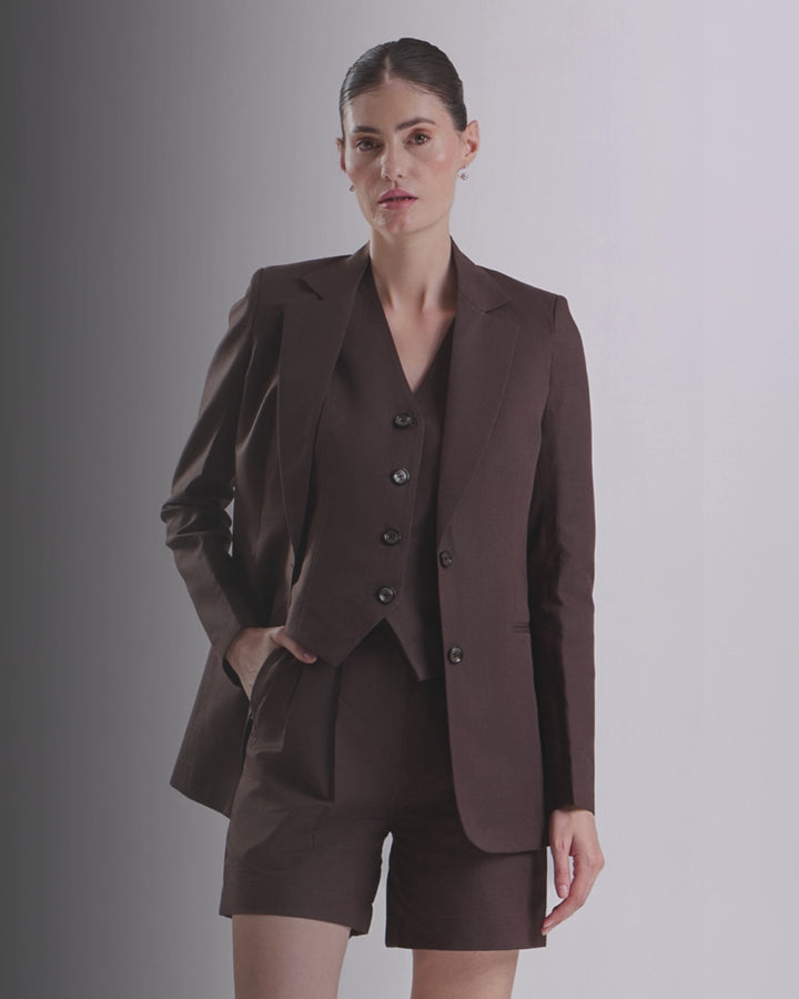 Dark Brown Single Breasted Blazer