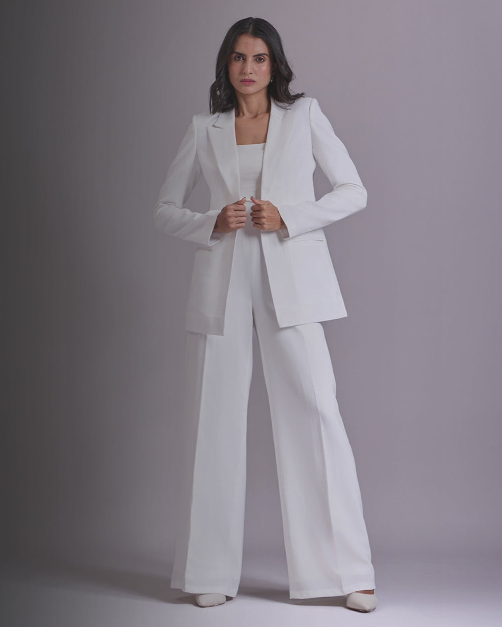 Monica White Single-Breasted 2-piece Suit