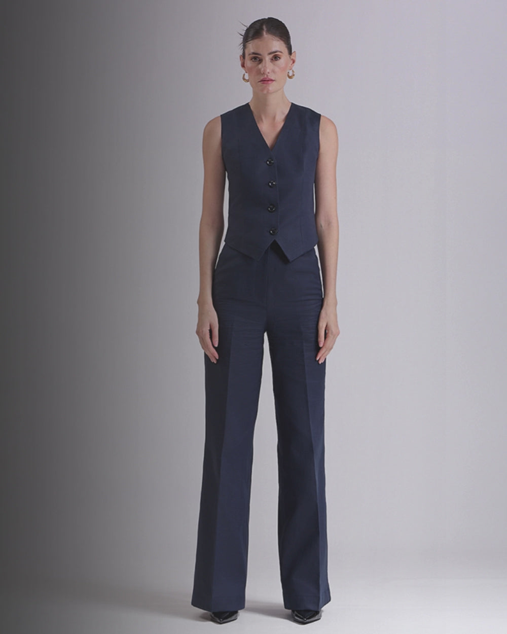 Navy Blue Waistcoat And Pant Set