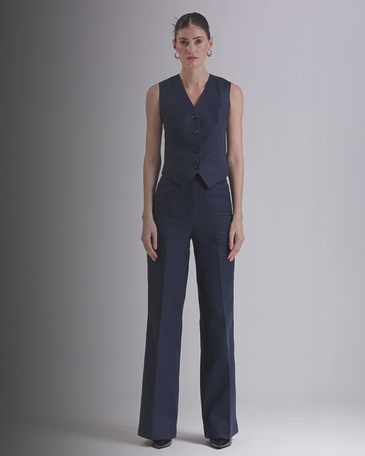 Navy Blue Waistcoat And Pant Set