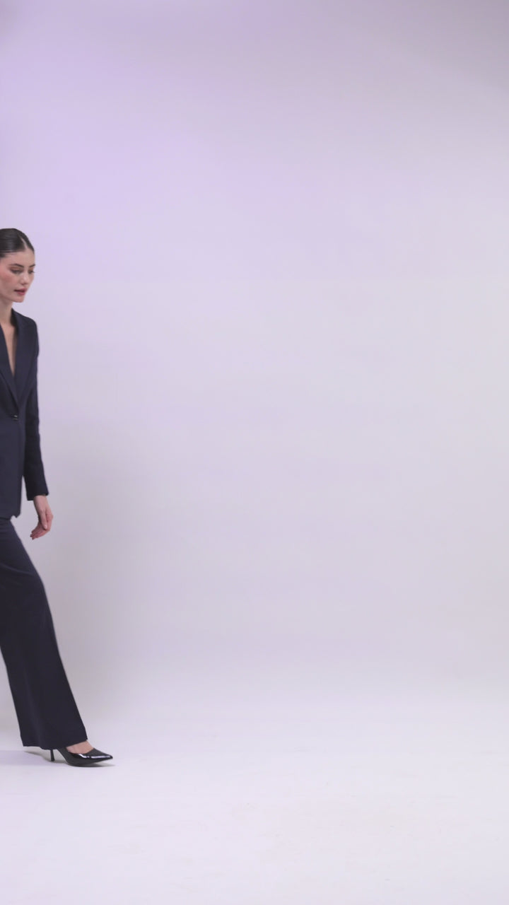 Linen - Navy Blue Single-Breasted Suit 2-Piece