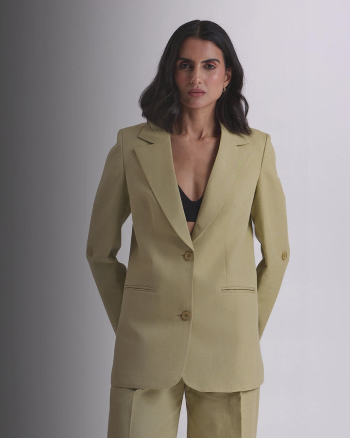 Pista Green Regular-Fit Blazer