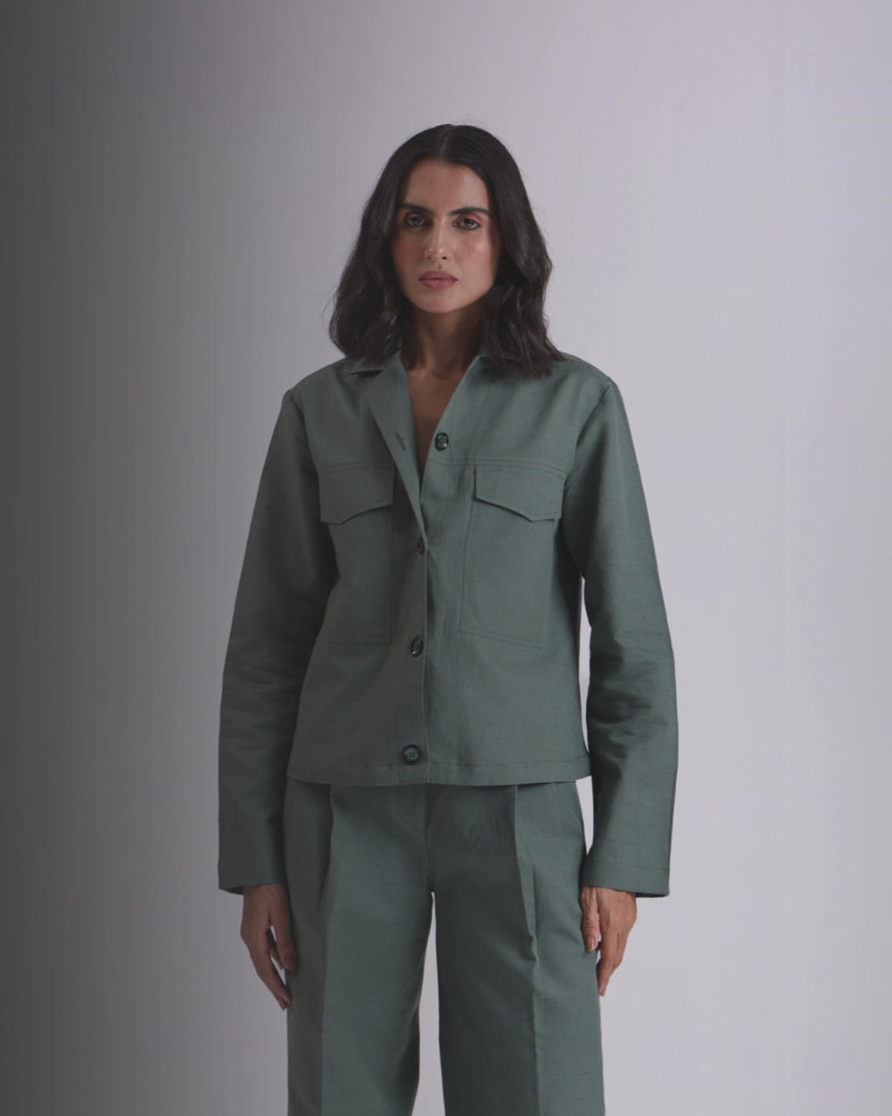 Green Crop Shirt