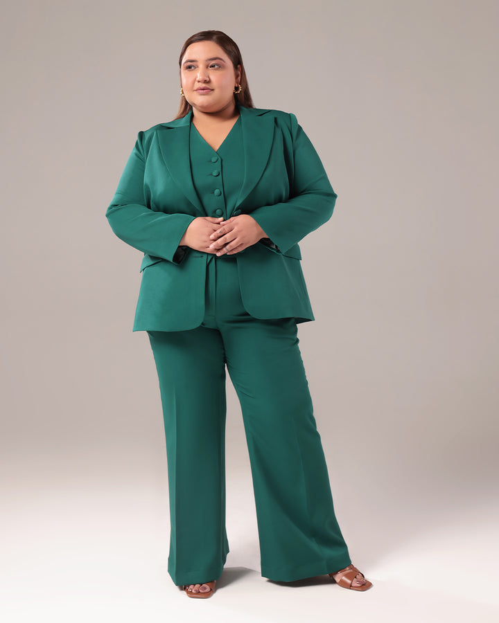 Green Slim Fit Blazer Set