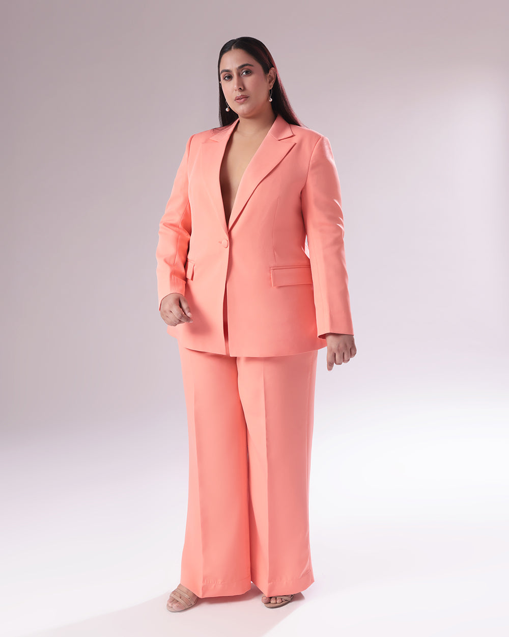 Peach Single Breasted Blazer Suit
