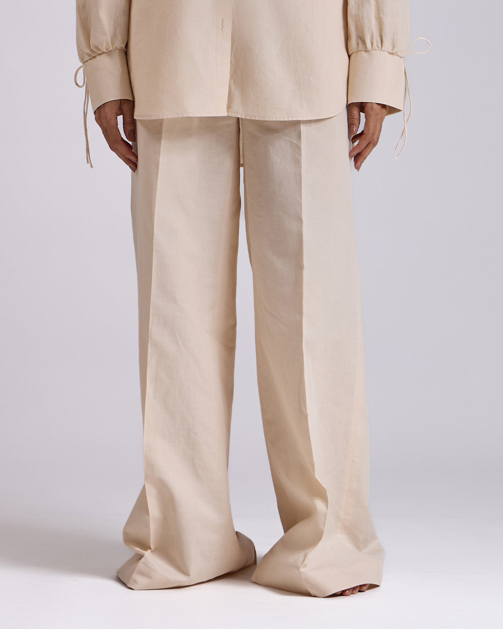 Beige High Waist Palazzo Pants