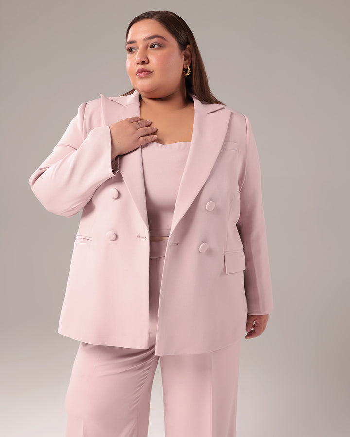 Dusty Pink Double Breasted Blazer Suit