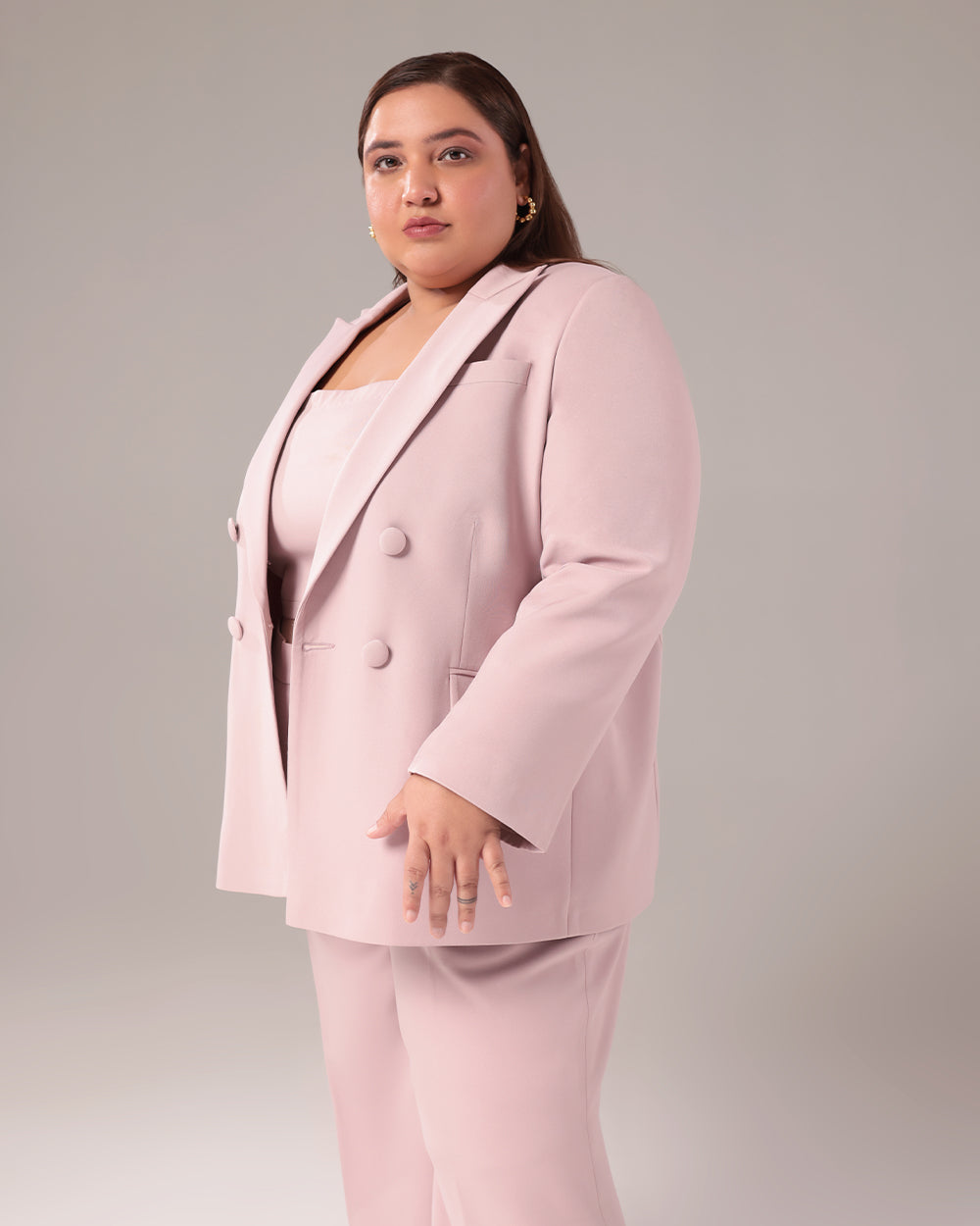Dusty Pink Double Breasted Blazer Suit