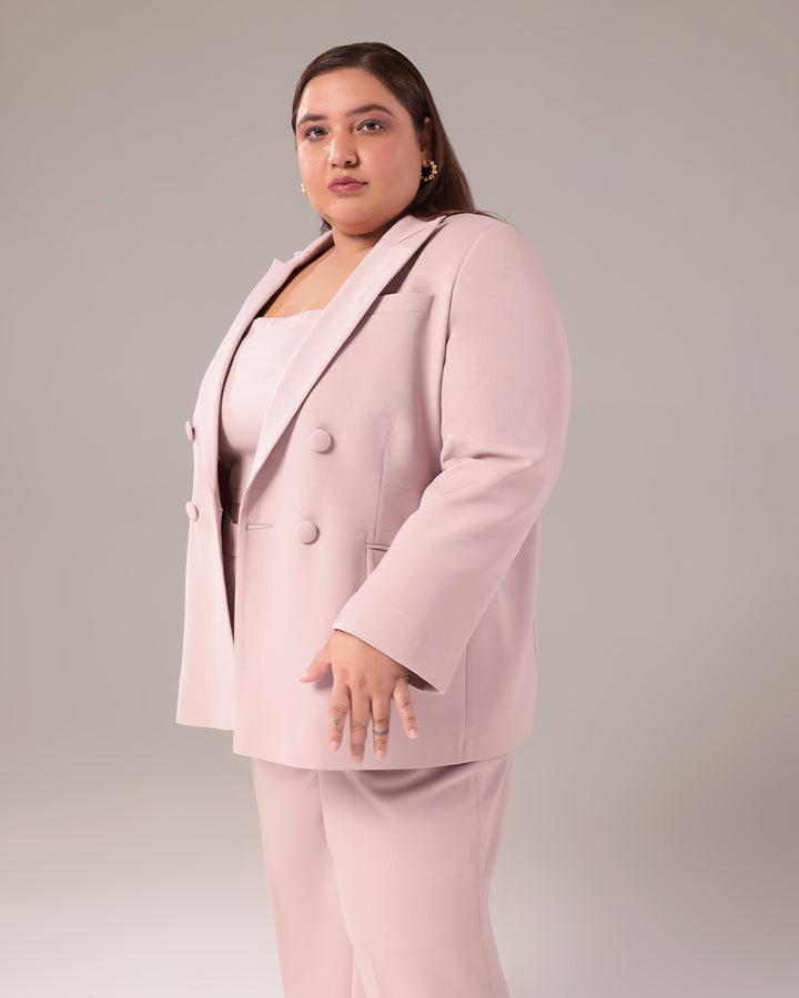 Dusty Pink Double Breasted Blazer Suit