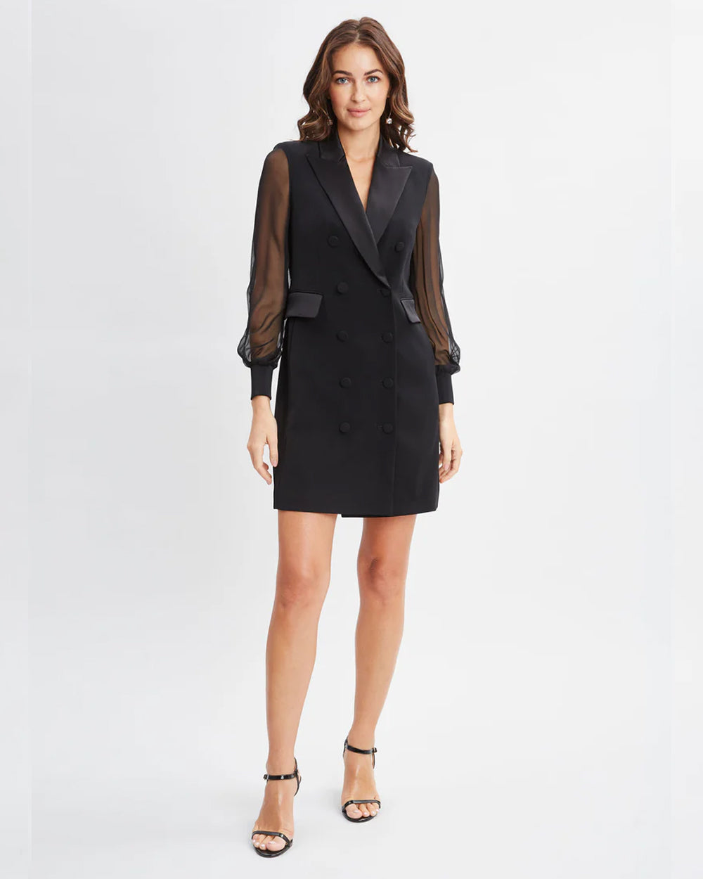 Black Blazer Dress With Organza Sleeves