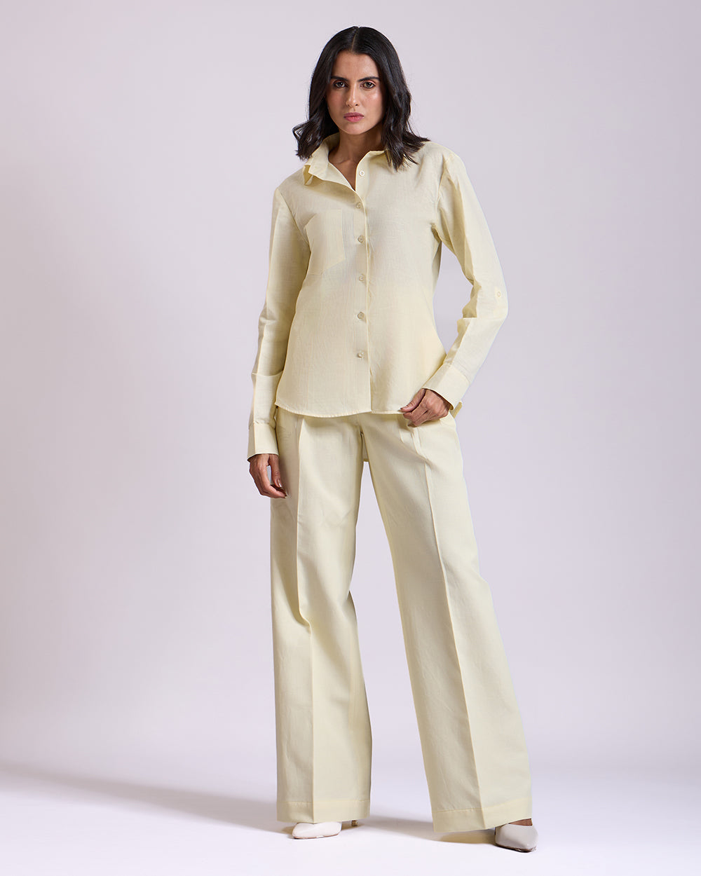 Yellow Shirt And Pleated Pant