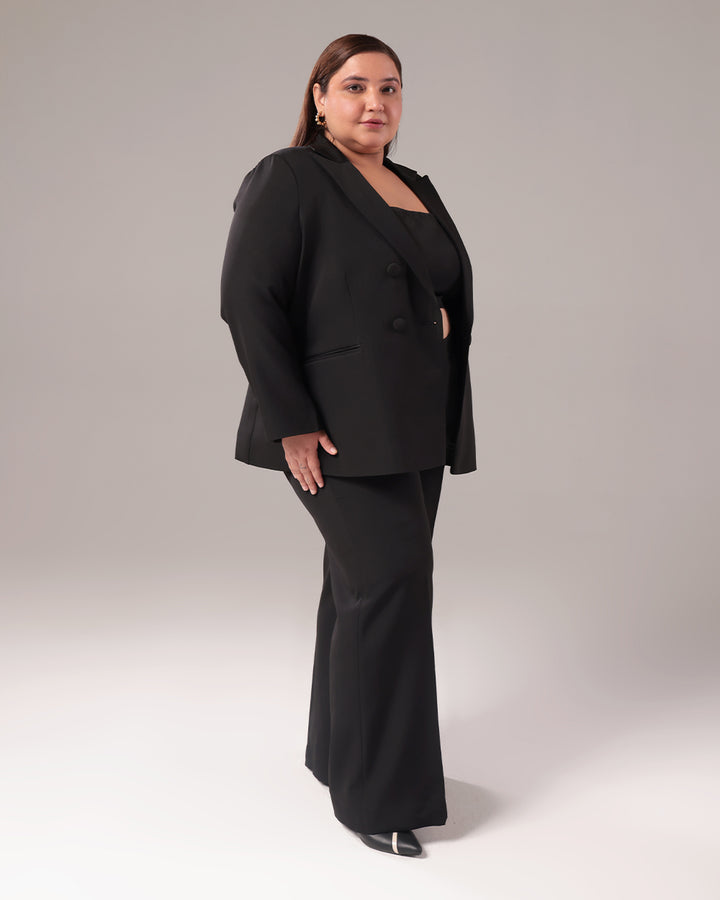 Black Double Breasted Blazer Suit