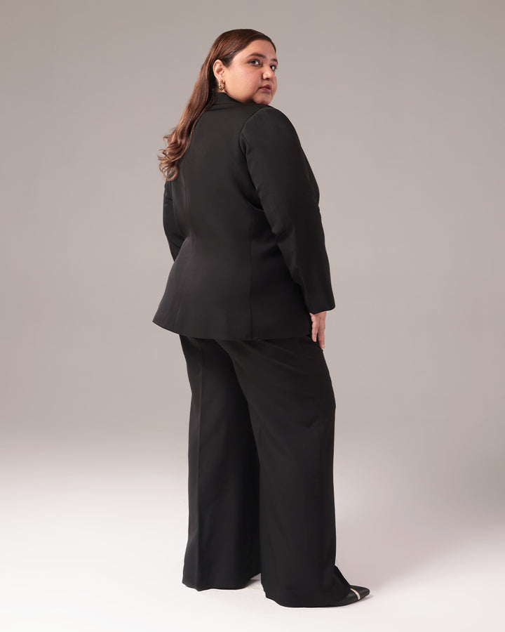 Black Double Breasted Blazer Suit
