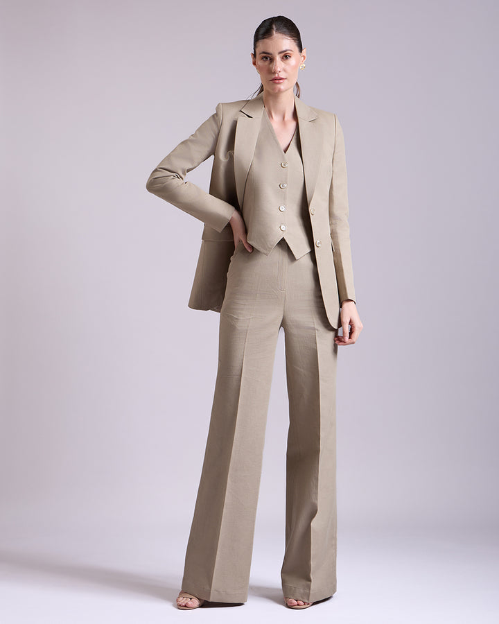 Olive Single breasted 3-Piece Suit