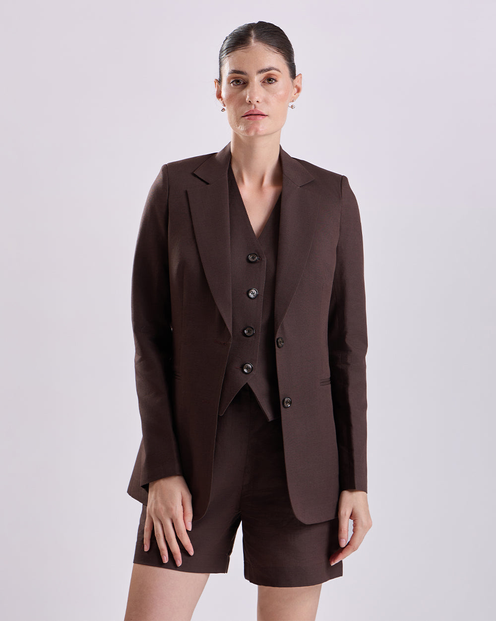 Dark Brown Single Breasted Blazer