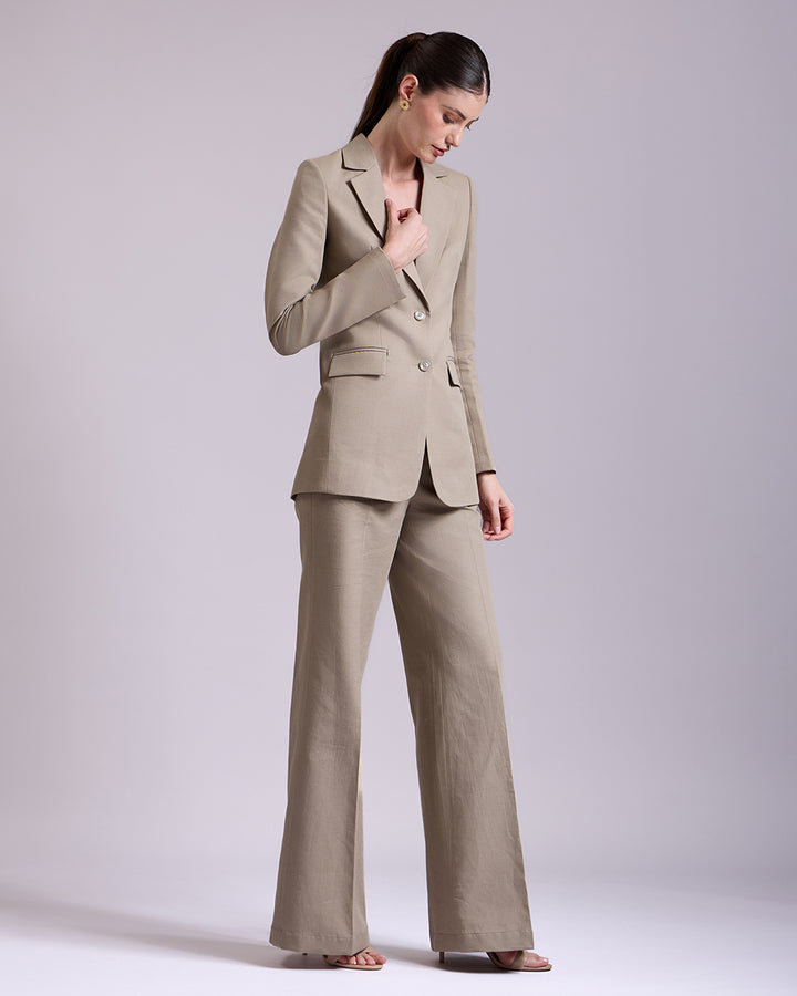 Olive Single breasted 3-Piece Suit