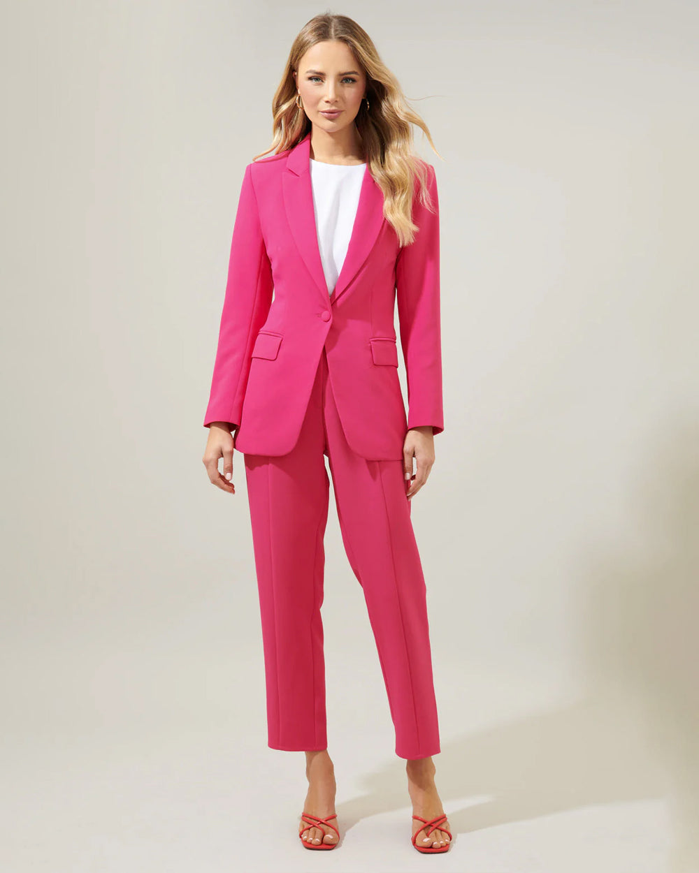 Sofia hot pink Single-Breasted Blazer Suit