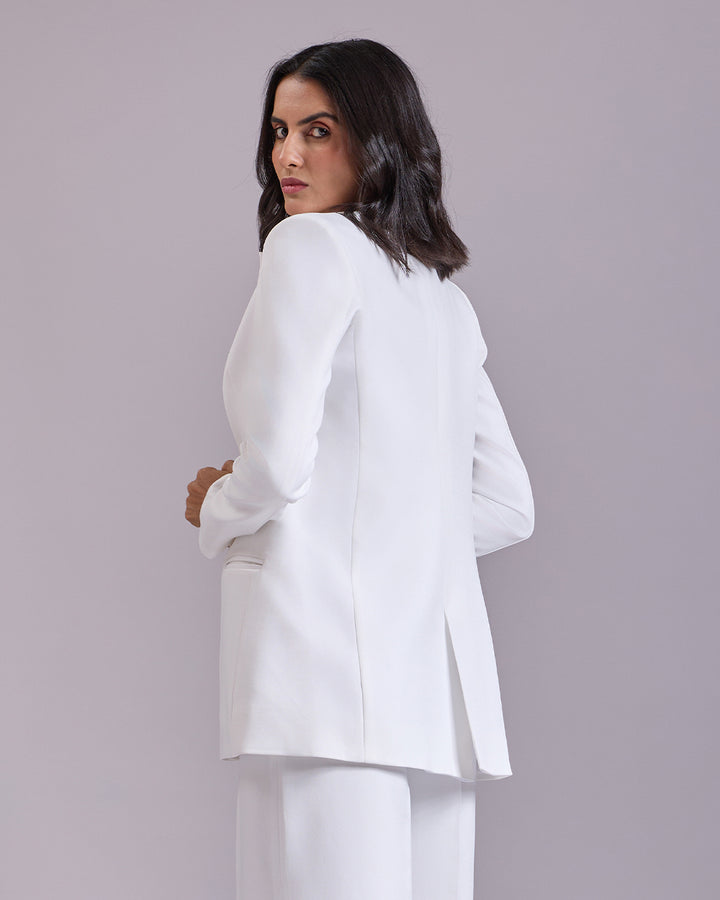 Monica White Single-Breasted Blazer