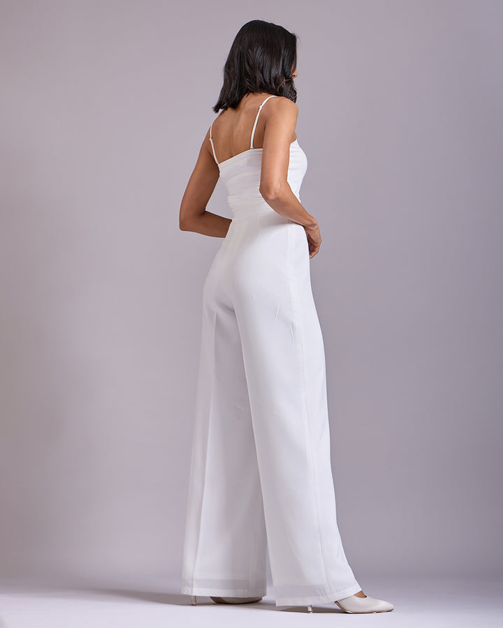 Monica White High-waisted Flared Pants