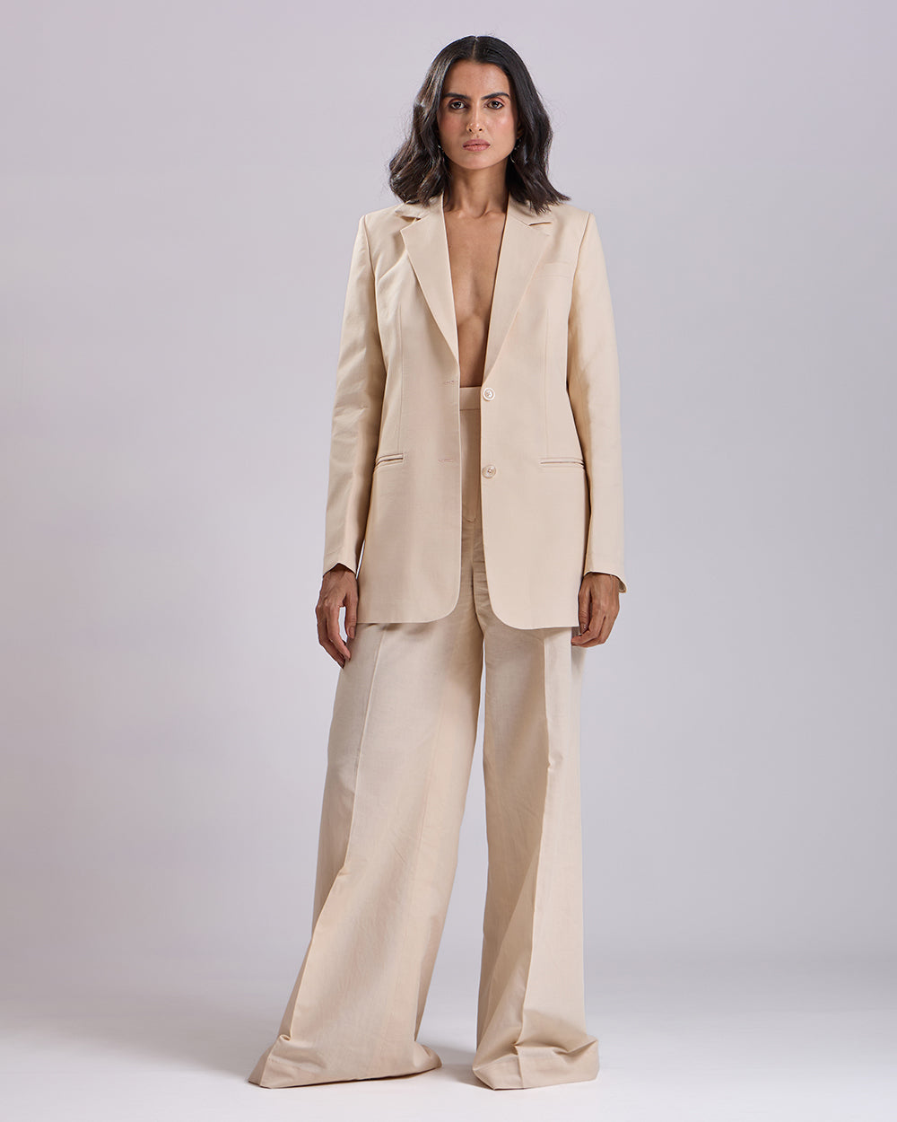 Beige Oversized 2-Piece Suit