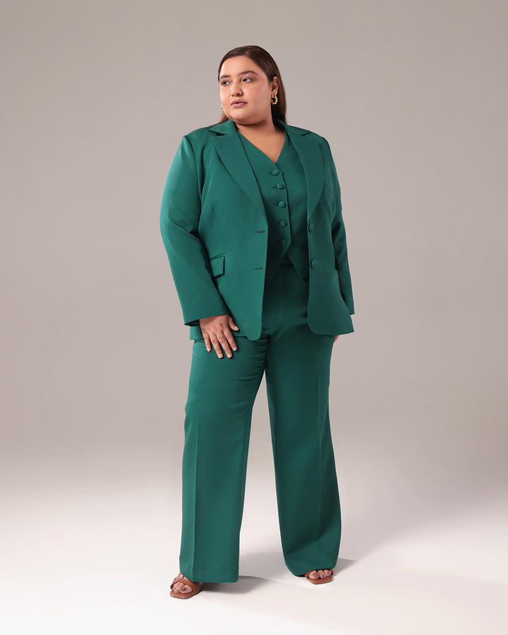 Green Slim Fit Blazer Set