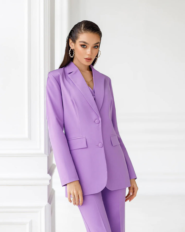 Lavender Regular-Fit Blazer Set