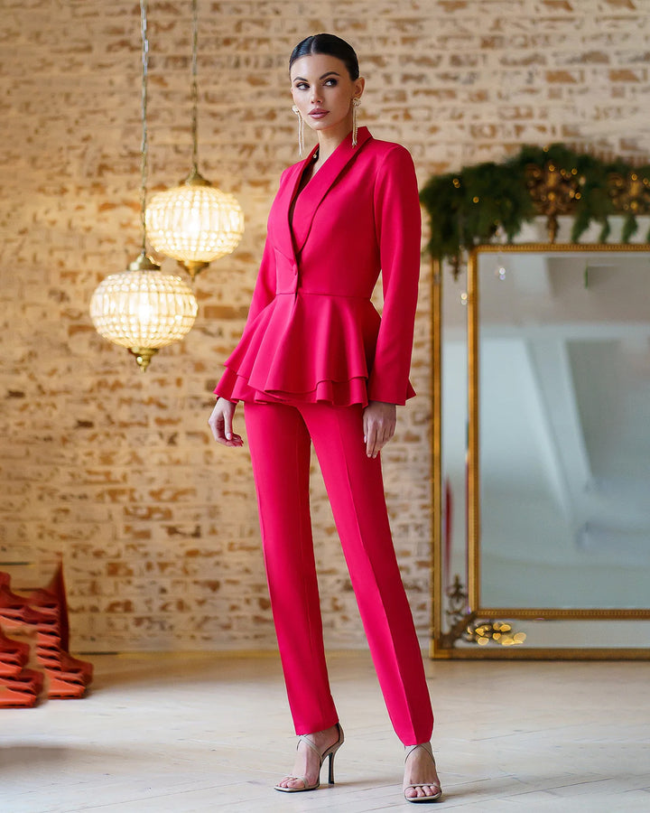 Alexa Hot Pink Shawl Lapel Blazer Set