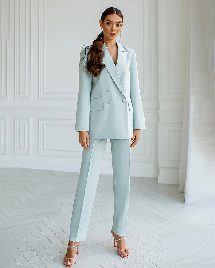 Kriya Blue Double-Breasted Blazer Suit