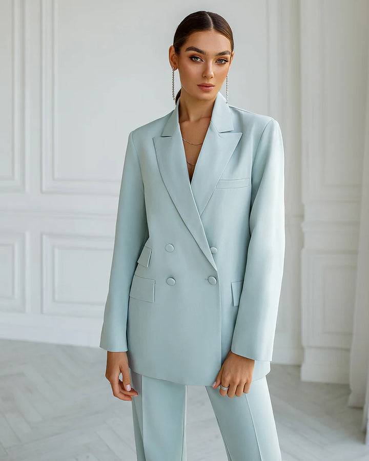 Kriya Blue Double-Breasted Blazer Suit