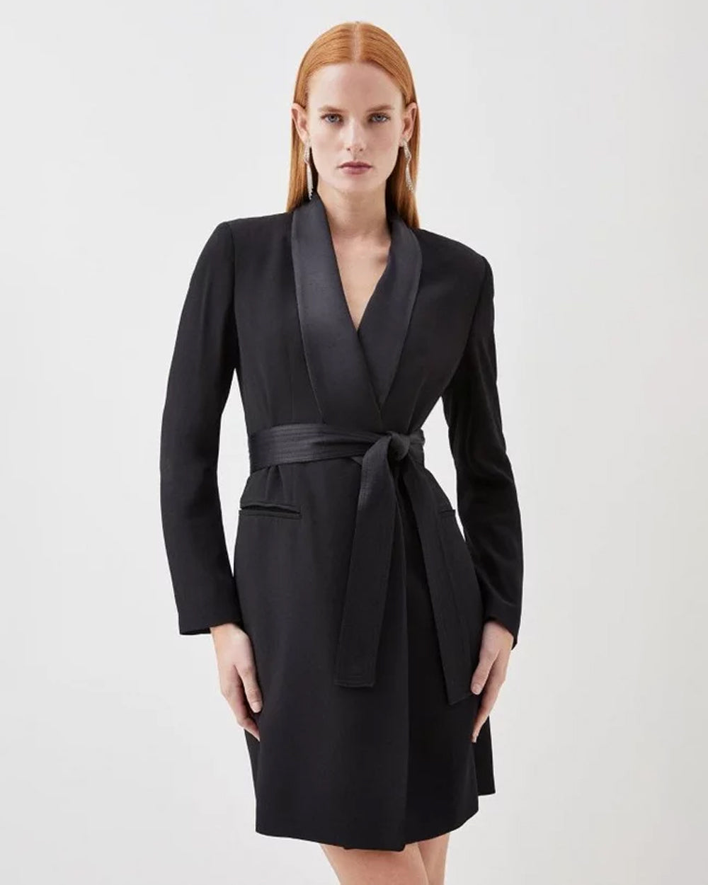 Tailored Black Wrap Mini Bazer Dress