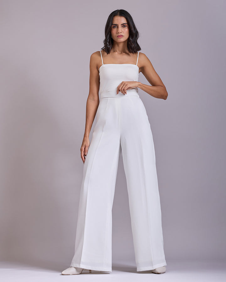 Monica White High-waisted Flared Pants