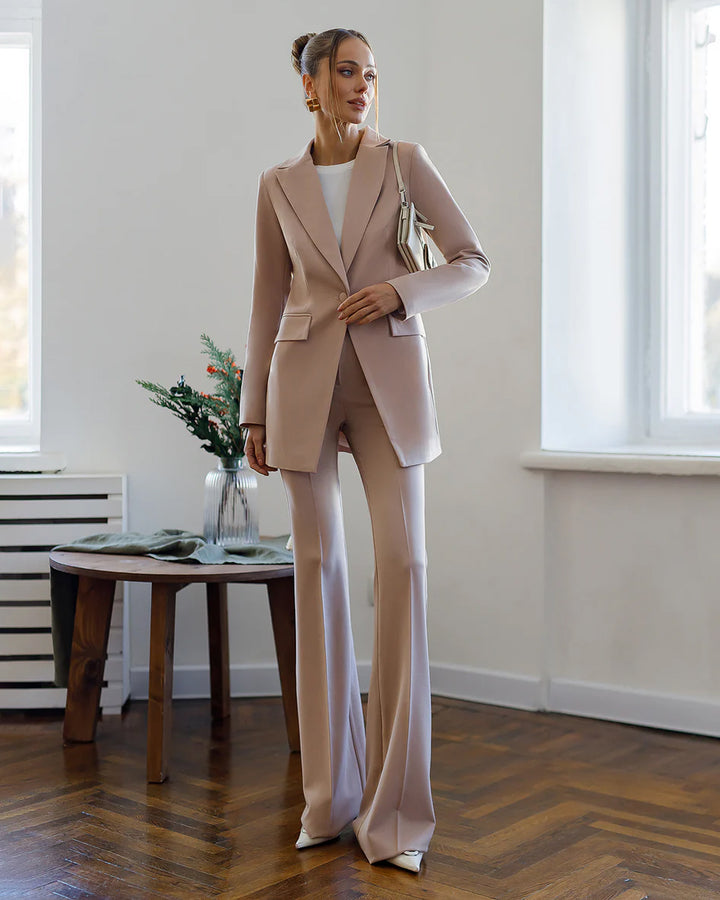 Beige Single-Breasted Suit 2-Piece