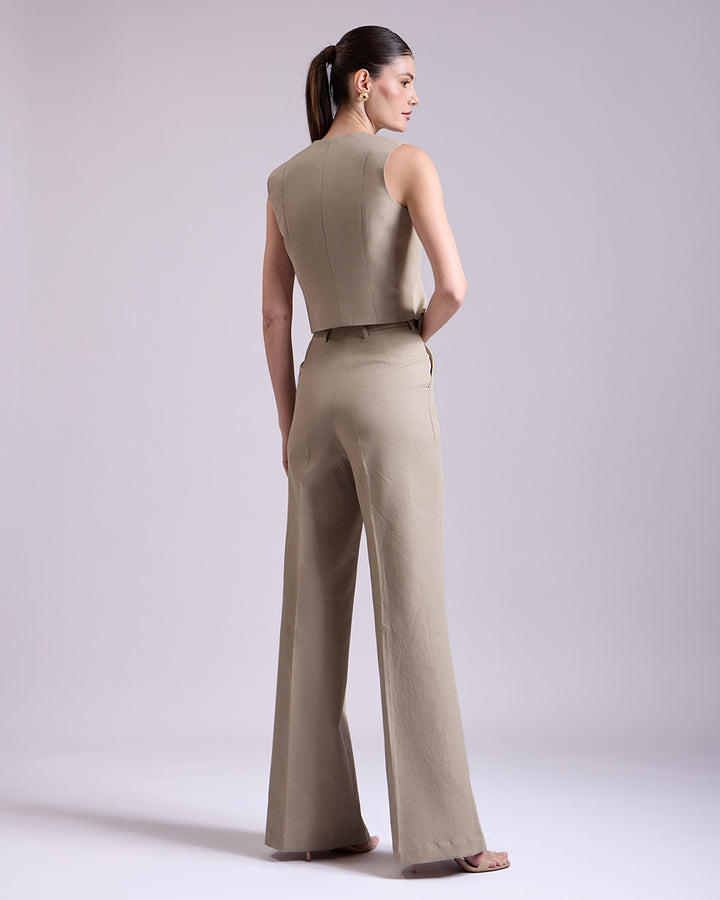 Olive Waistcoat And Pant Set