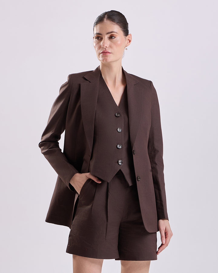 Dark Brown Single Breasted Blazer