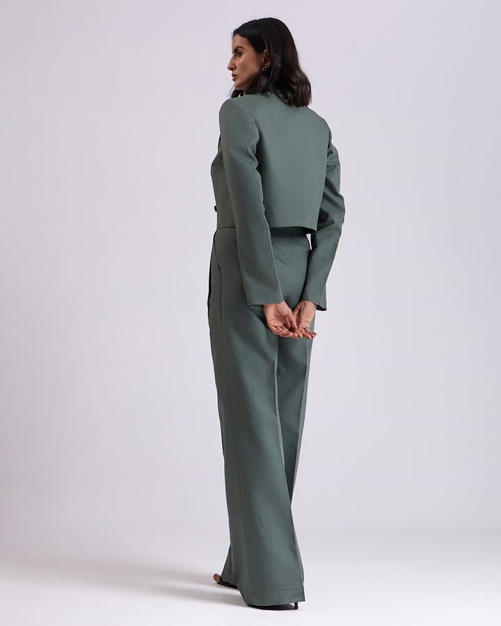 Green Pleated High waist pants