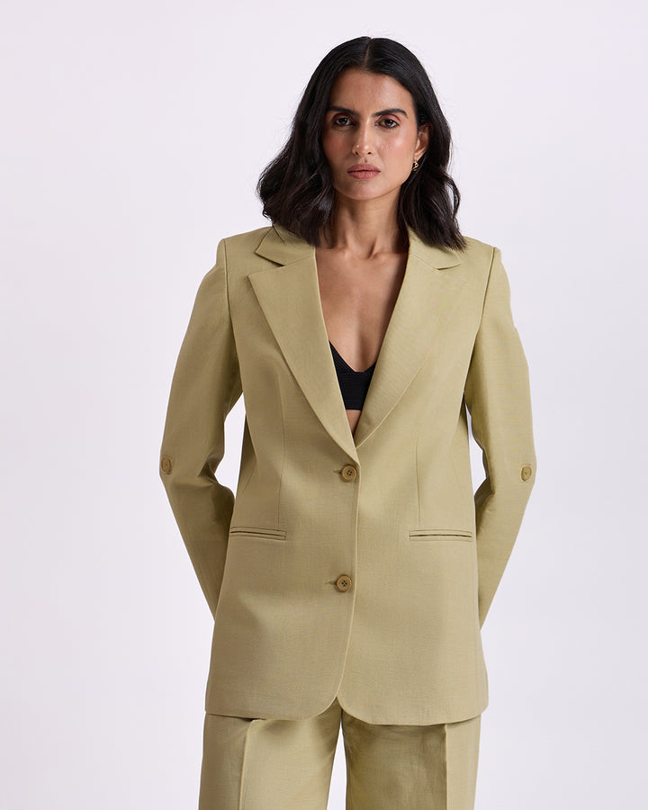 Pista Green Regular-Fit Blazer