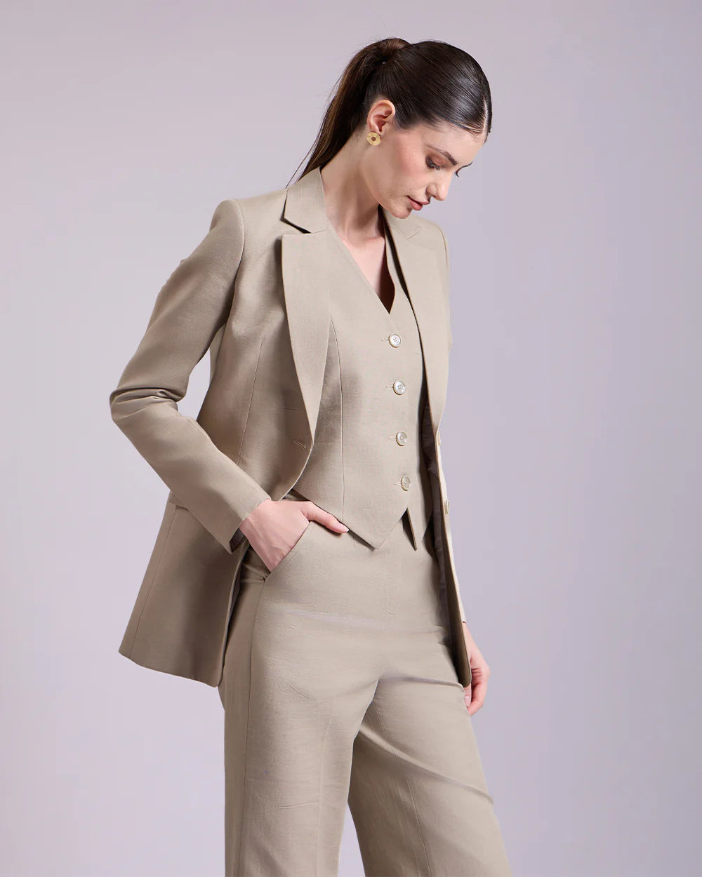 Olive Single-Breasted Suit 2-Piece