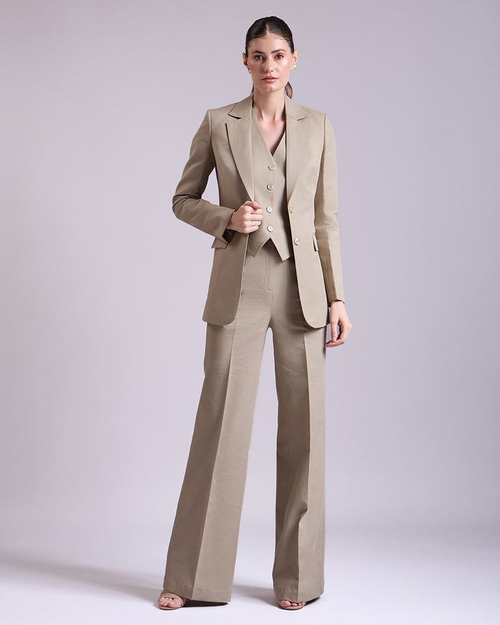 Olive Single breasted 3-Piece Suit