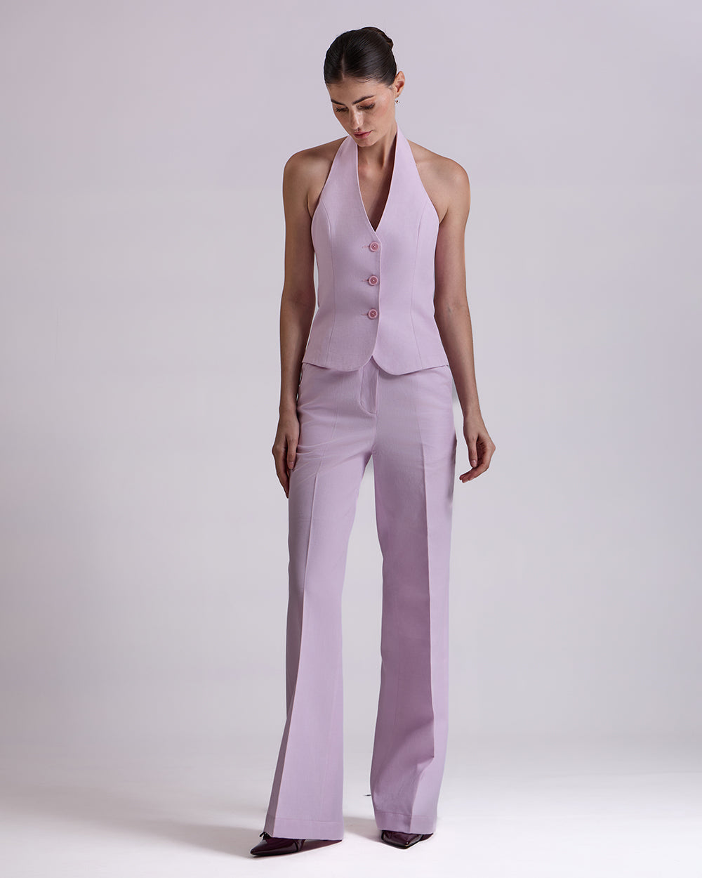 Lavender Waistcoat And Pant Set