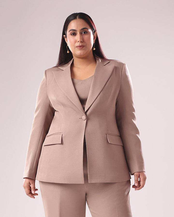 Tan Single Breasted Blazer