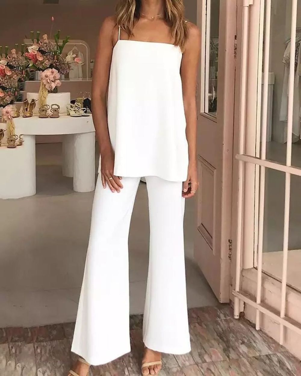 The Sheen Sleeveless Top and Flared Pants